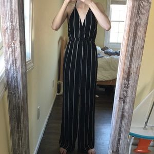 Black and white stripe jumpsuit